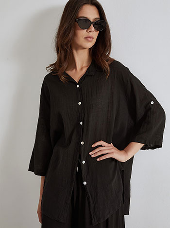 Shirt asymmetric cotton in black