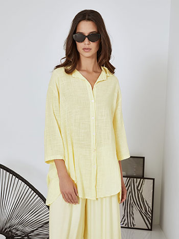 Shirt asymmetric cotton in yellow