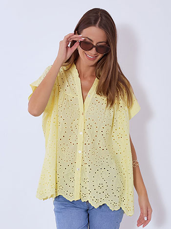 Shirt cotton perforated in yellow