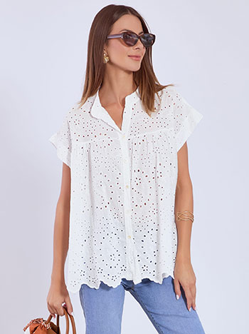 Shirt cotton perforated in white