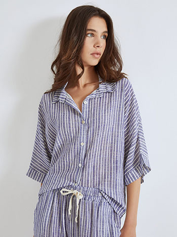 Πουκάμισο oversized ριγέ σε μπλε