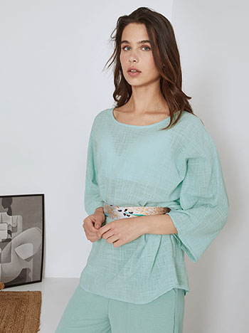 Μπλούζα βαμβακερή oversized σε βεραμάν