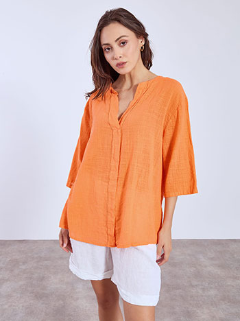 Top cotton with pleat in orange