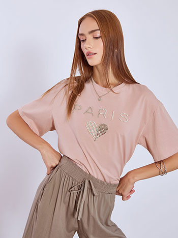 Top with studs and pearls in dusty pink
