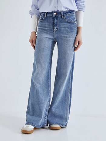 Jeans wide leg with cotton in indigo