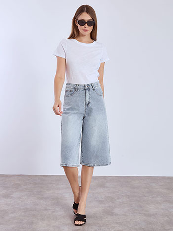 Βερμούδα τζιν wide leg σε μπλε ανοιχτό