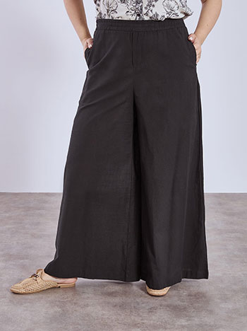 Wide leg trousers monochrome with linen in black