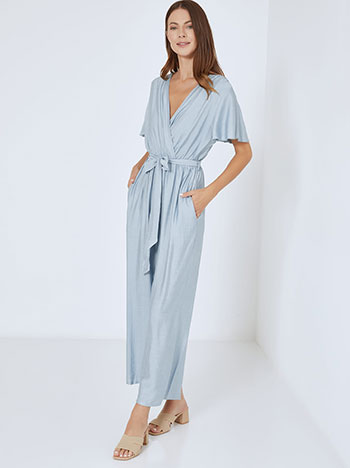 Jumpsuit with linen in baby blue