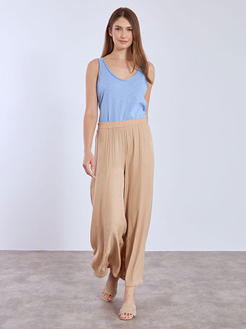 Wide leg trousers viscose in dark beige