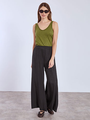 Wide leg trousers viscose in black