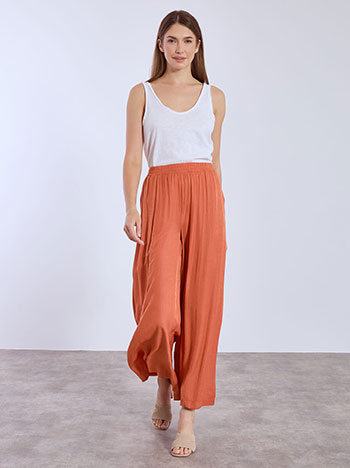 Wide leg trousers viscose in burnt orange