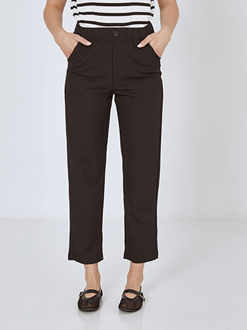 Trousers with elastic waistband in black
