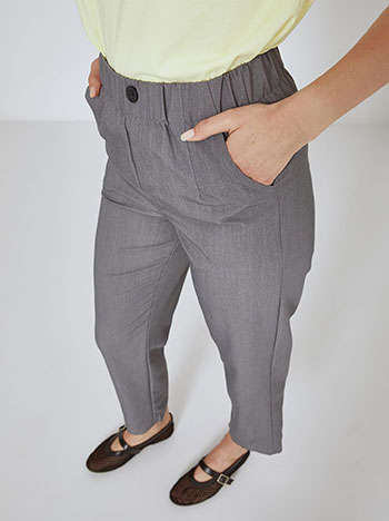 Trousers with elastic waistband in dark grey