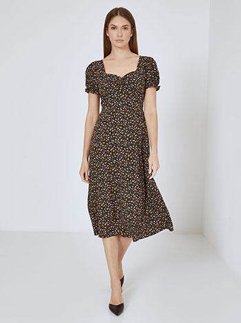 Dress floral midi in black