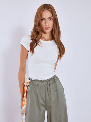 Top rib with cotton in white
