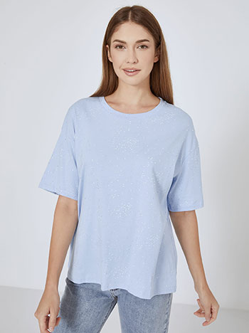 T-shirt with textured details in sky blue