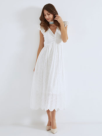 Dress maxi broderie in white