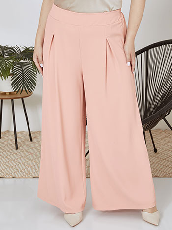 Wide leg trousers with pleats in pink