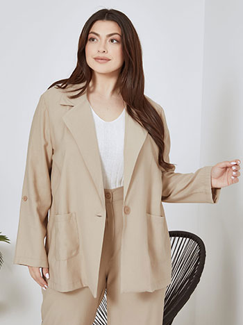 Blazer monochrome with viscose in dark beige