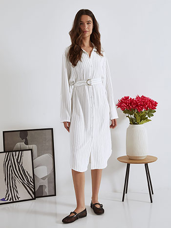 Shirtdress with stripes in white