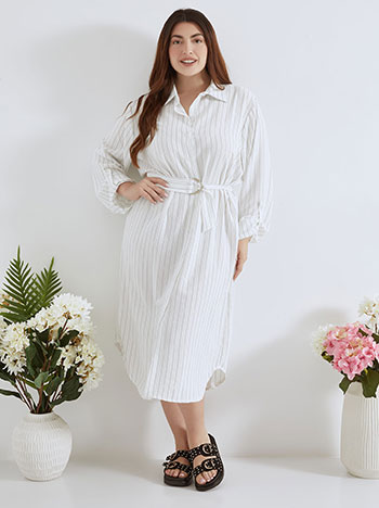 Shirtdress with stripes in white