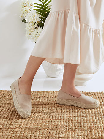 Espadrilles suede like in dark beige