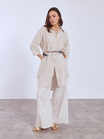 Shirt linen assymetric in beige