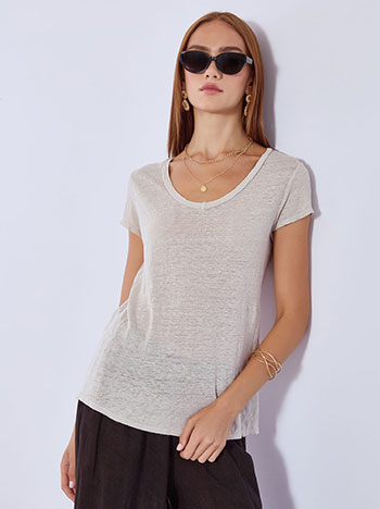 T-shirt linen in beige