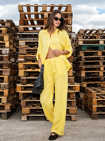 Trousers striped linen in yellow