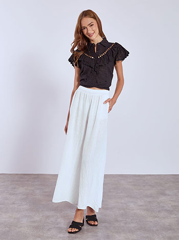 Wide leg trousers linen in white