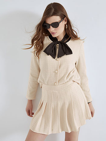 Skorts tweed pleated in beige