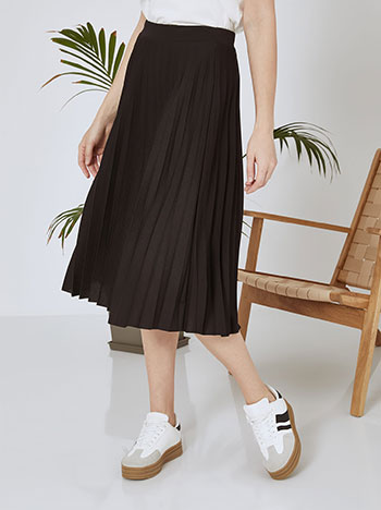 Skirt pleated midi in black
