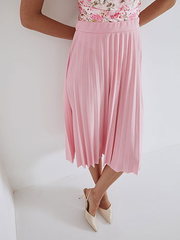 Skirt pleated midi in pink