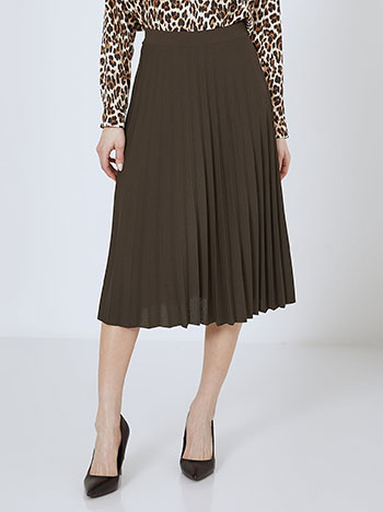 Skirt pleated midi in dark brown