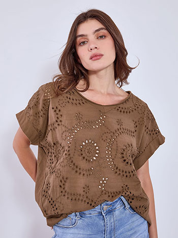Top asymmetric cotton in brown