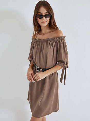 Dress mini off the shoulder in brown