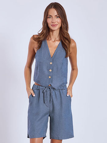 Σορτς με denim όψη σε μπλε