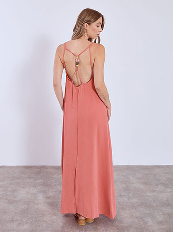 Φόρεμα με άνοιγμα στο πίσω μέρος σε σκούρο ροζ