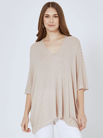 Top knitted asymmetric in beige