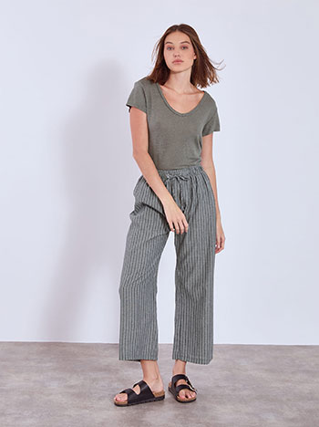 Wideleg trousers striped with cotton in dark grey