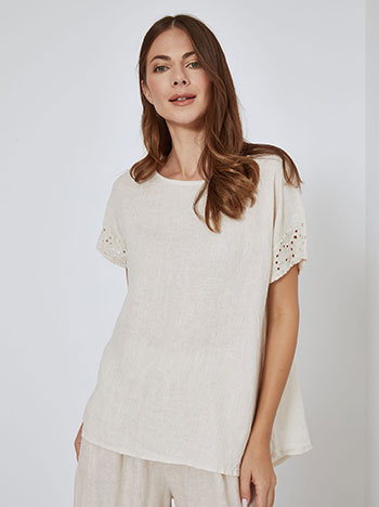 Top oversized assymetric in light beige
