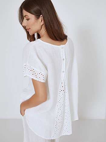 Μπλούζα oversized ασύμμετρη σε λευκό
