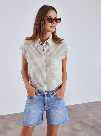 Shirt sleeveless with viscose in light grey