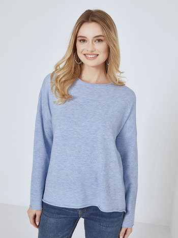 Sweater with raw hemline in sky blue