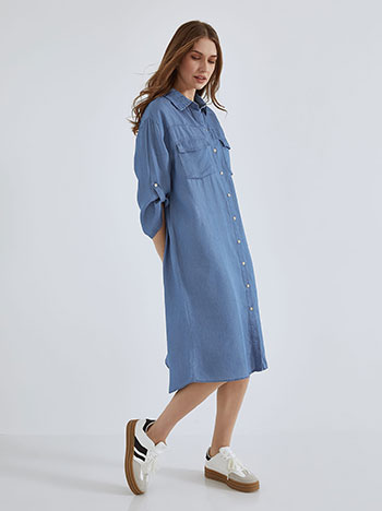 Φόρεμα μίντι με denim όψη σε μπλε