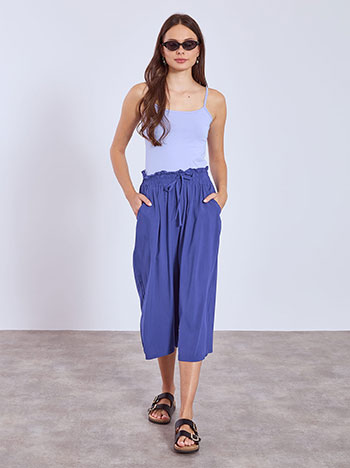 Cullotes with ruffled waistband in electric blue
