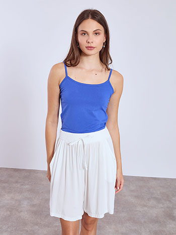 Bermuda shorts with elastic waistband in white