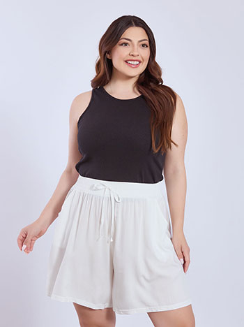 Bermuda shorts with elastic waistband in white