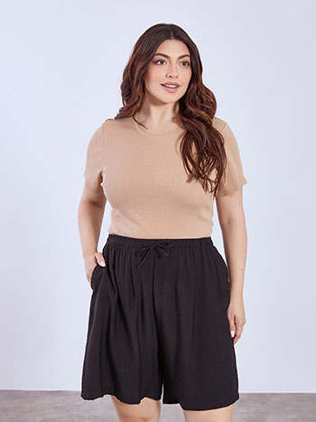Bermuda shorts with cotton in black