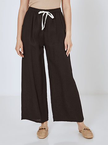 Wide leg trosuers with cotton in black